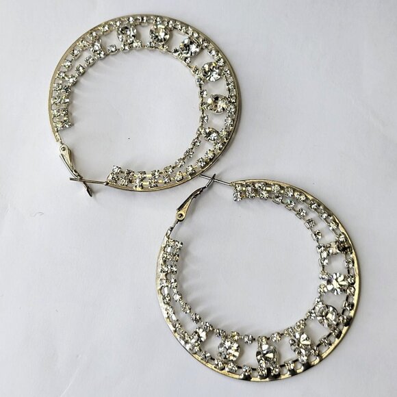 Silver Tone Hoop Earrings - Picture 7 of 12